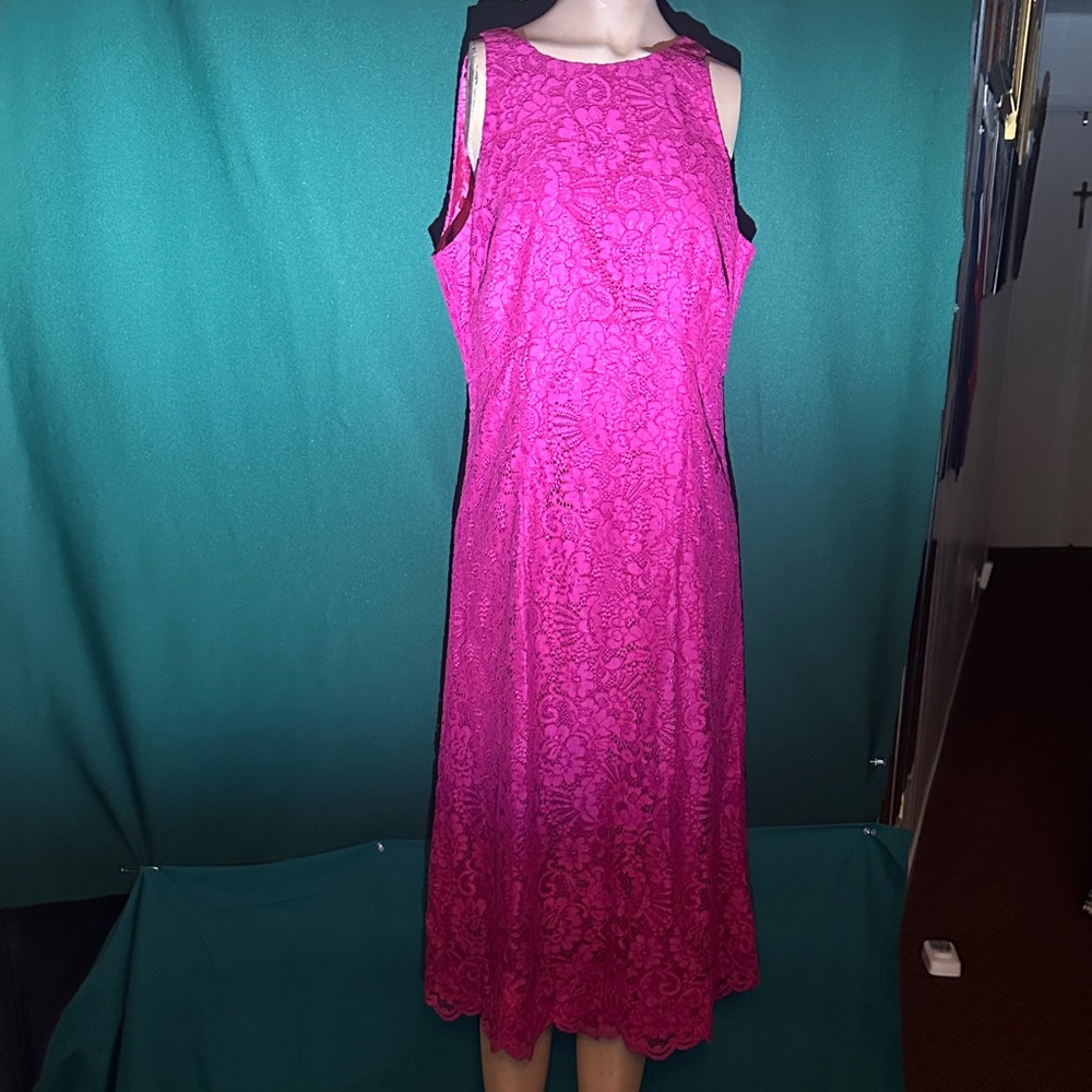 White House Black Market Fuchsia Lace Midi Dress